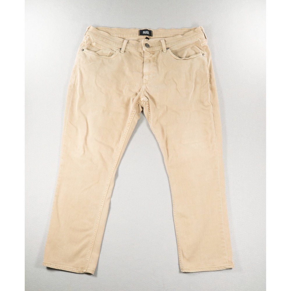 Paige Federal Slim Straight Leg Pants Mens 34 Tan Khaki Transcend Denim Chino - Picture 2 of 12